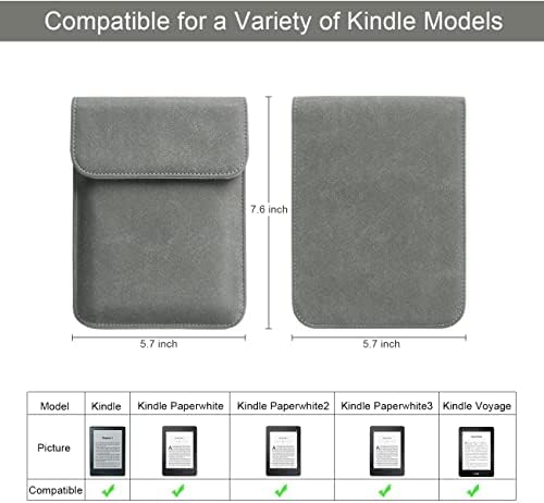 за Kindle Paperwhite (5-ти /6-ти/7-та) 6-инчов калъф-хастар (модели EY21 и DP75SDI)-В комплект Червена каишка за ръка-Сив
