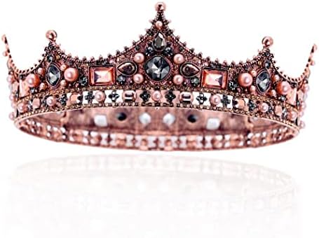 Реколта короната на кралица в стил барок, венчални корони и диадеми, златна корона от планински кристал, за жени и момичета