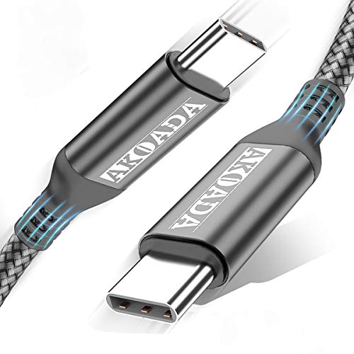 Кабел AkoaDa USB-C-USB-C с мощност 100 W, 15 Метра, кабел за бързо зареждане на оплетке C USB, Съвместим с лаптопи MacBook