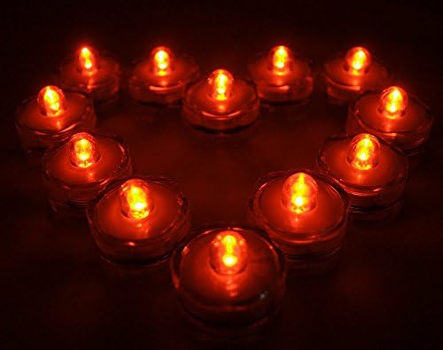 Опаковка от 12 Непромокаеми Потопяеми беспламенных чаени лампи с оранжево цвете (батерии в комплекта Е идеален за Хелоуин под формата