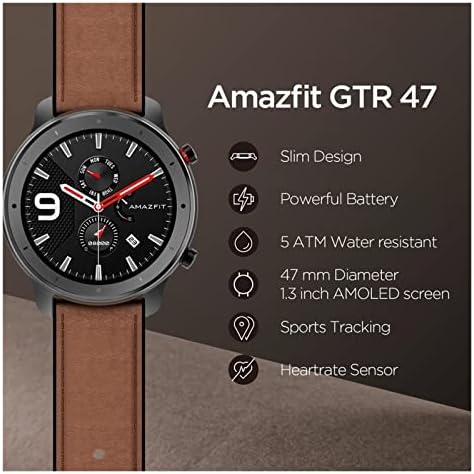 UMCP GTR 47 мм Умен часовник 5ATM Нови умен часовник с 24-дневен горивото музика от батерията за Android телефони и iOS (Цвят: