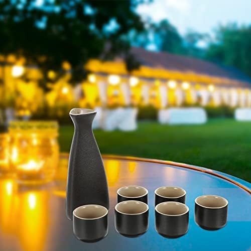 Veemoon 3 комплекта Чаши с Черна Корейската Керамика в бизнес стил, Дамски Чай и Прибори за кунг-фу, Елегантен Черен/Японски