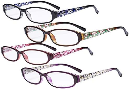 Eyekepper 4 опаковки Женски Очила за четене с принтом - Женски Модни Малки Очила за четене за жени +2.00