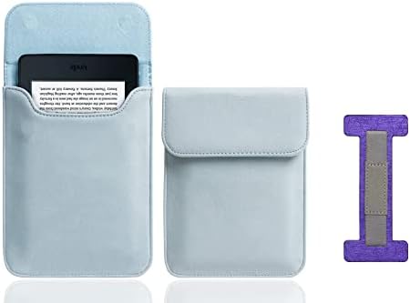 за Kindle (10-то поколение, випуск 2019 г.) (номер на модела J9G29R)-6 инча, за чанти Kindle Sleeve-С лилави каишка за ръка -синьо небе