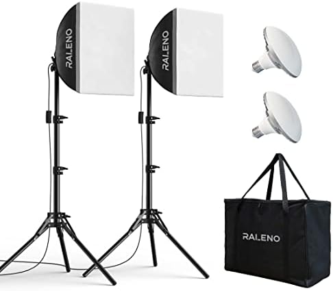 Комплект осветление за софтбокса RALENO, Обзавеждане за фото студио 2 x 16 x 16 с led крушки CRI мощност 50 W /5500 К /90, Система