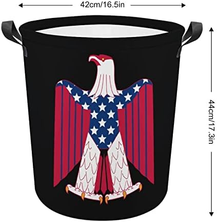 Американски Флаг Белоглав Орел, Кошница за Дрехи с Дръжки Водоустойчив Сгъваеми Кръгли Кошници За Съхранение на Дрехи Органайзер
