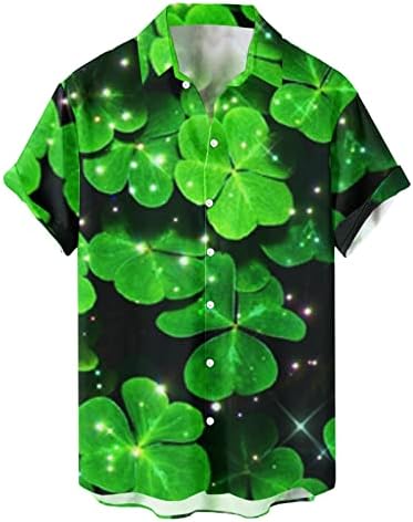 DSODAN Мъжки Ризи с копчета в Деня на Св. Патрик, Ежедневни, Плажни Блузи с къс ръкав, Зелена Риза за Боулинг с графичен Модел на Редовния