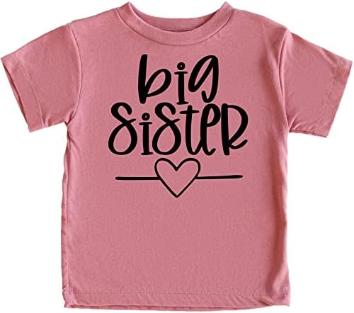 Тениска Olive Обича Apple Big Sister Сърце Sibling Reveal за новородени и по-младите момичета, Дрехи за братя и Сестри