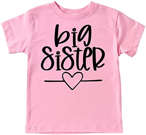 Тениска Olive Обича Apple Big Sister Сърце Sibling Reveal за новородени и по-младите момичета, Дрехи за братя и Сестри