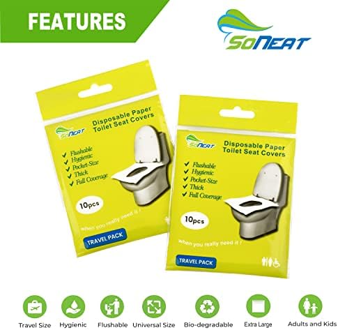 Еднократни покривала за седалките на тоалетната чиния SoNeat - 60 листа смываемых покривала за автомобилни седалки XL и 8 опаковки